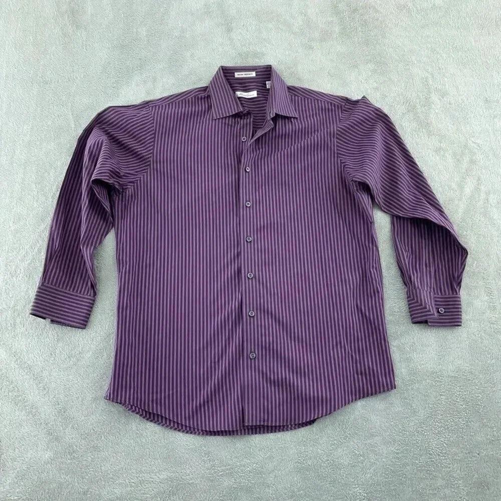 Keneth Cole Non Iron Shirt Long Sleeve Button Down Mens 16.5 Purple 0208